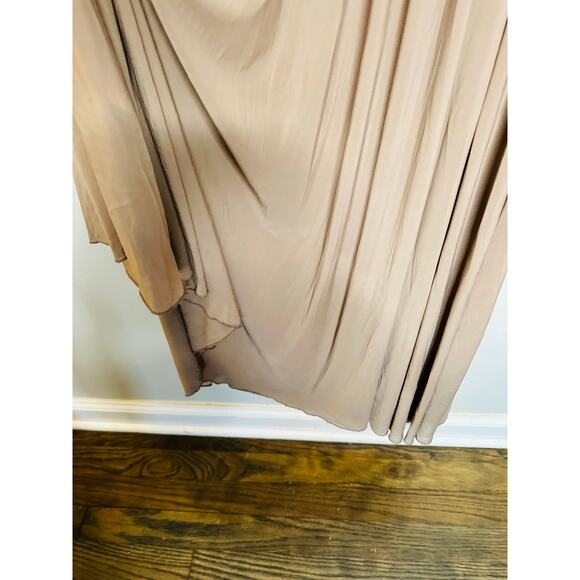 RONNY KOBO Brown Tan One Shoulder Neckline Pleated Bodice Killian Gown Size M - Picture 13 of 15